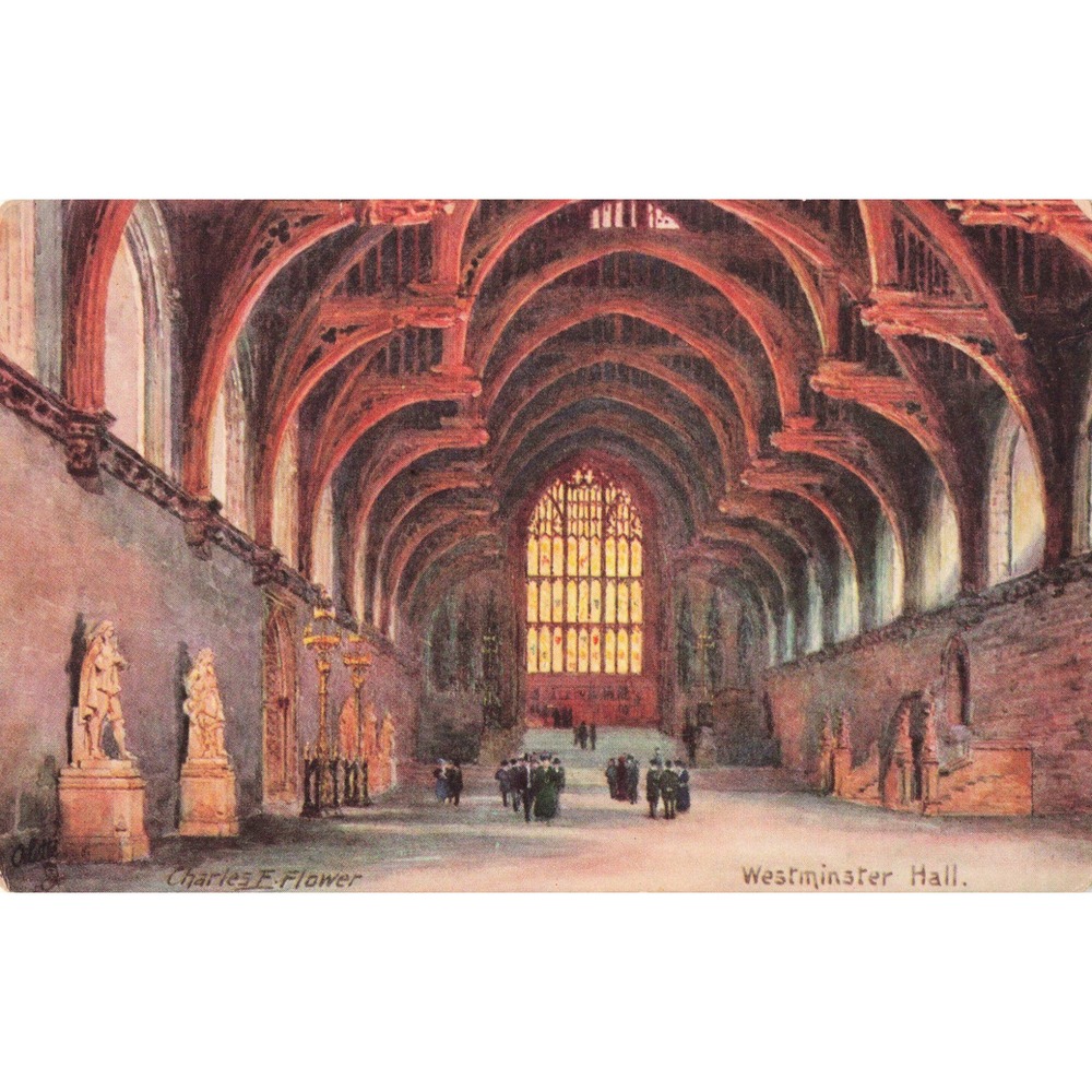 Westminster Hall London England Tuck Oilette Postcard Charles E Flower c1910